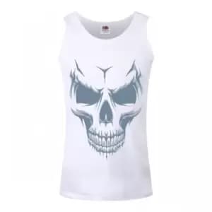 Grindstore Mens Grinning Skull Vest Top (L) (White)