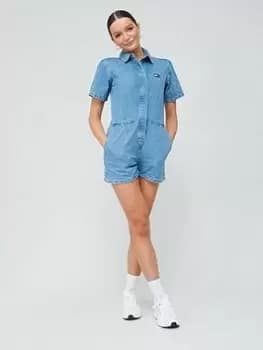 Tommy Jeans Badge Denim Playsuit - Blue Size L, Women