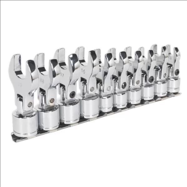 Siegen S01043 Flexible Crow's Foot Open End Spanner Set 10pc 3/8Sq Drive Metric