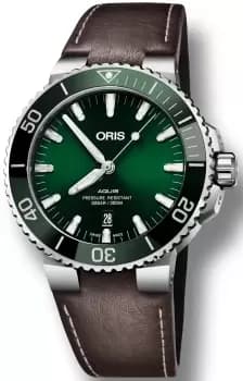 Oris Watch Aquis Date Leather - Green