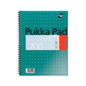 Pukka Pad Jotta A4 80 gsm Wirebound Notebook Ruled with Margin 200 Pages Metallic Pack of 3