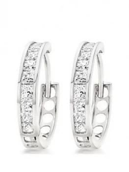 Beaverbrooks 9Ct White Gold Cubic Zirconia Hoop Earrings
