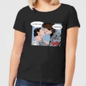 Star Wars Leia Han Solo Love Womens T-Shirt - Black