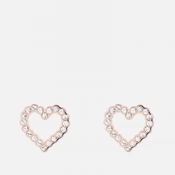 Ted Baker Womens Leenah: Crystal Heart Earring - Rose Gold Tone/Clear Crystal