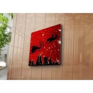 4545YYC-010 Multicolor Decorative Canvas Painting Santa Skyline