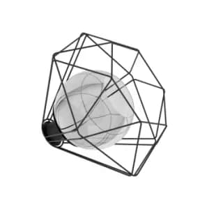 Eglo Caged Black Table Lamp With Smoked Black Glass