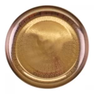 Large Decorative Silver Metal Tray With Etched Design