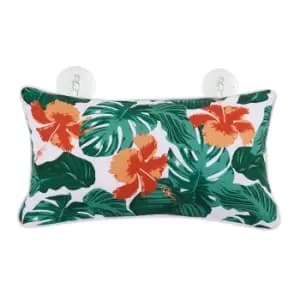 Tropical Leaf Bath Pillow White, Green and Orange