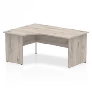 Impulse Panel End 1600 Left Hand Crescent Desk Grey Oak