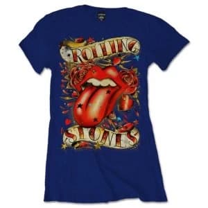 The Rolling Stones - Tongue & Stars Womens Small T-Shirt - Blue