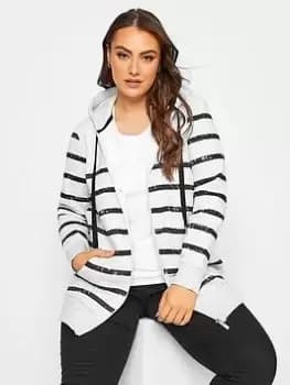 Yours Zip Hoodie Sweatshirt - Grey, Size 16, Women