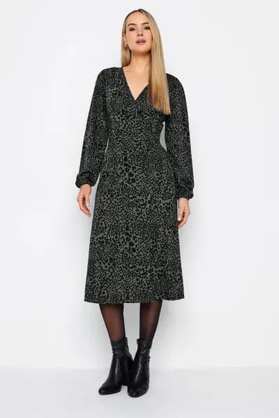 Long Tall Sally Tall Wrap Dress Dark Grey