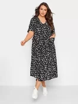 Yours Woven Smock Dress Daisy Print - Black, Size 20, Women