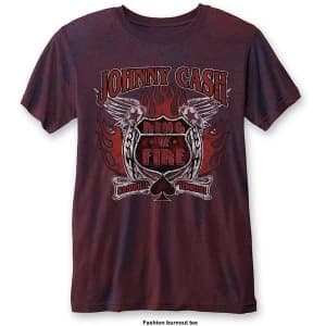 Johnny Cash - Ring of Fire Unisex Large T-Shirt - Blue,Red