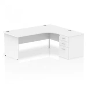 Impulse 1800 Right Hand Panel End Workstation 600 Pedestal Bundle White