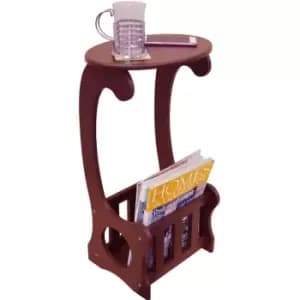 Scroll - Side / End / Bedside Table with Magazine / Book Storage Rack - Dark - Dark