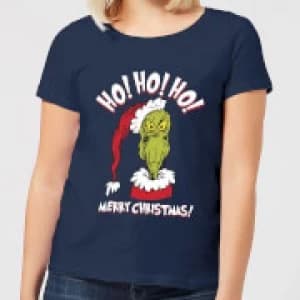The Grinch Ho Ho Ho Womens Christmas T-Shirt - Navy - L