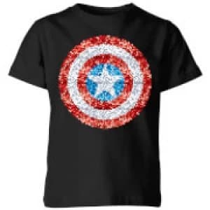 Marvel Captain America Pixelated Shield Kids T-Shirt - Black - 11-12 Years