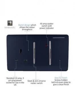 Trendiswitch 13A Cooker Swt & Socket Navy