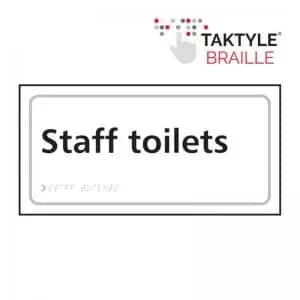 Staff Toilets’ Sign; Self Adhesive Taktyle; White 300mm x