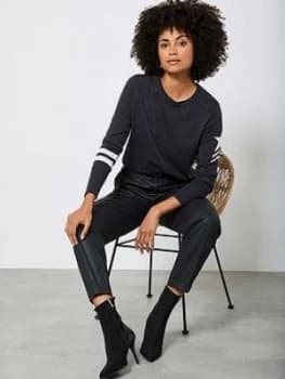 Mint Velvet Military Long Sleeve Top - Charcoal Grey