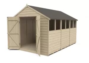 Forest Garden 12 x 8ft Large Apex Overlap Pressure Treated Double Door Shed