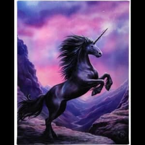 Small Black Unicorn Canvas Picture by Anne Stokes