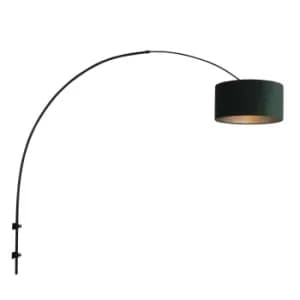 Sparkled Light Wall Lamp with Shade Matt Black, Velvet Green