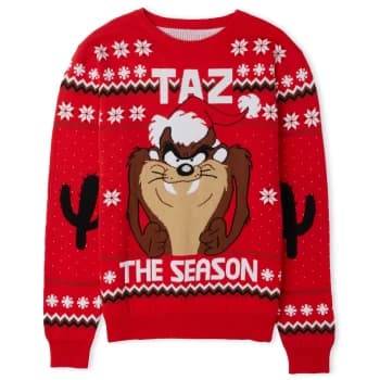 Taz the Season Festive Knitted Jumper - Red - L