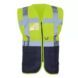 Yoko Hi-Vis Premium Executive/Manager Waistcoat / Jacket (XL) (Hi Vis Yellow/Navy)