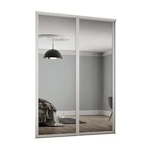 Spacepro 610mm White Shaker frame Single panel Mirror Sliding Wardrobe Door Kit