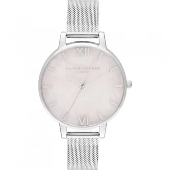 Semi Precious Silver & Rose Quartz Mesh Watch