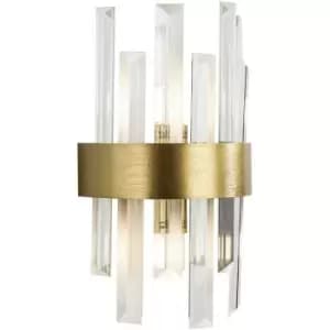 Schuller Grace 2 Light Wall Lamp Brushed Gold, Transparent, G9