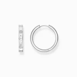 Sterling Silver White Stones Hoop Earrings CR715-051-14