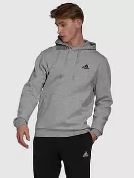 adidas Sportswear Essentials Fleece Hoodie, Grey Heather/Black Size M Men