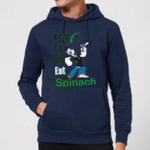 Popeye Keep Calm And Eat Spinach Hoodie - Navy - L