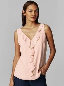 Wallis Petite Ruffle Cami - Pale Pink, Blush, Size 12, Women