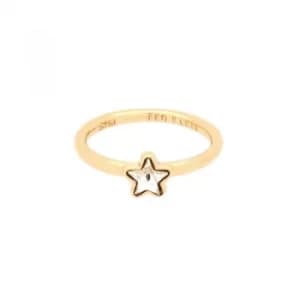 Ted Baker Ladies Gold Plated Crystal Star Ring Size ML