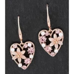 Boho Chic Rose Gold Plated Floral Heart Earrings