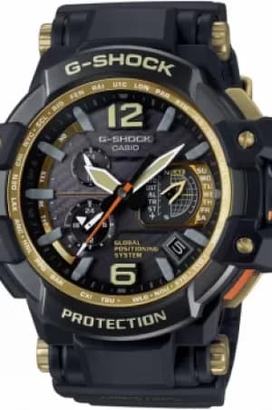 Mens Casio G-Shock Premium Gravitymaster Black x Gold Alarm Chronograph Radio Controlled Watch GPW-1000GB-1AER