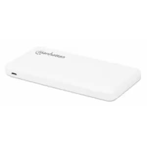Manhattan Power Bank 10000 mAh Output: 2x USB-A (2.1A & 1A) Input: USB-C & Micro-USB (both 2A) White One Year Warranty Blister