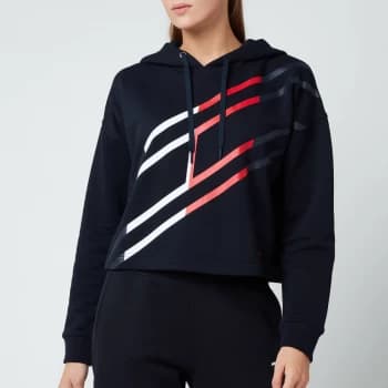 Tommy Sport Womens Relaxed Flag Graphic Hoodie - Desert Sky - XS