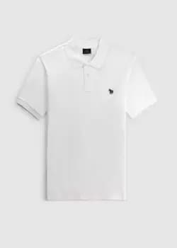 Paul Smith Mens Regular Fit Ss Zebra Poloshirt Shirt In White