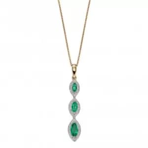 9ct Recolour Marquise 3 Drop Emerald Yellow Gold Pendant GP2240G
