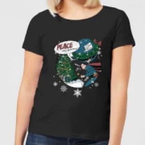 DC Superman Peace On Earth Womens Christmas T-Shirt - Black