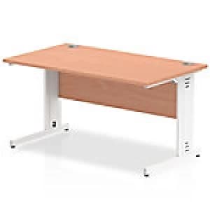 Impulse 1400/800 Rectangle White Cable Managed Leg Desk Beech