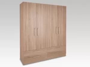 Harmony Holborn Oak 4 Door 4 Drawer Large Wardrobe Flat Packed