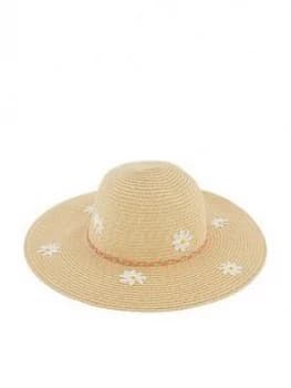 Accessorize Girls Daisy Sparkle Floppy Hat - Natural