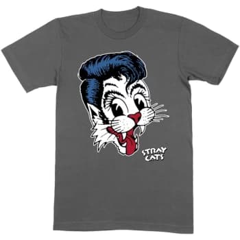 Stray Cats - Big Blue Cat Unisex Large T-Shirt - Grey