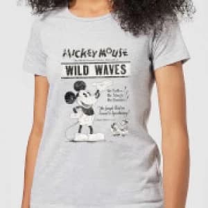 Disney Mickey Mouse Retro Poster Wild Waves Womens T-Shirt - Grey - 3XL